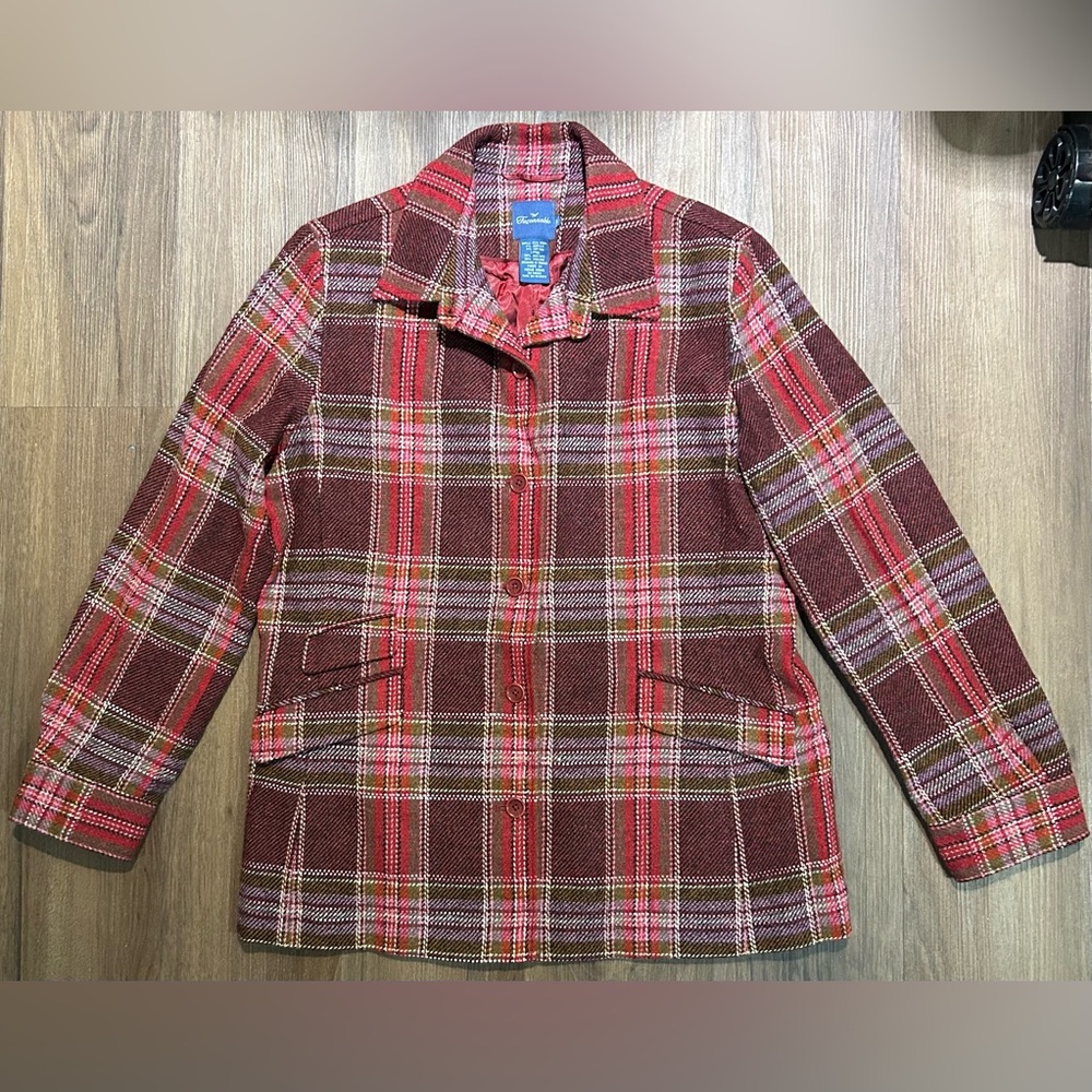 Façonnable Plaid Wool Blend Jacket Womens Multicolor Sz XL